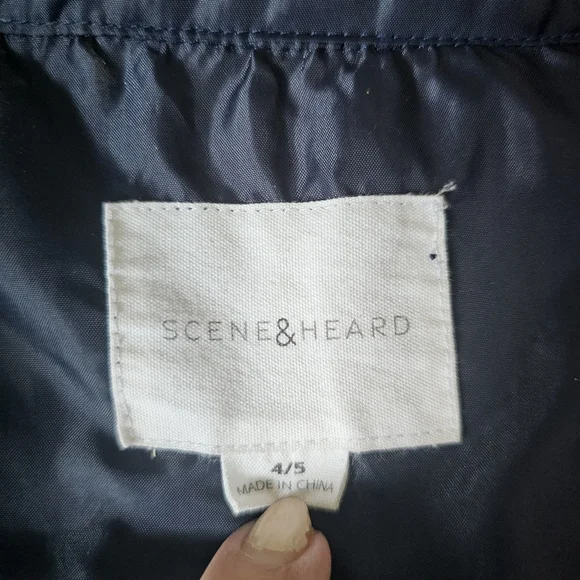 Scene & Heard Childs Jacket Size 4-5 Brown Navy Plaid Snap Front Teddy Fabric - Picture 9 of 11